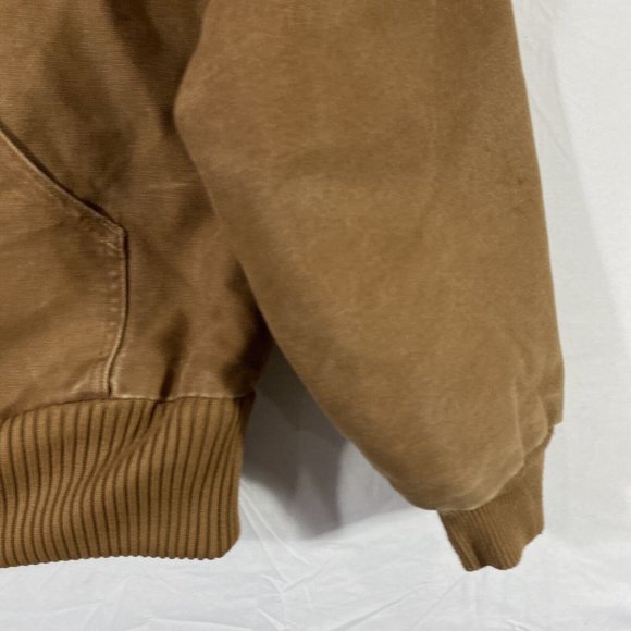 Carhartt Cotton Canvas Hooded Jacket Winter Work Lined Coat Mens Large CF41 - Picture 3 of 8